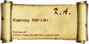 Kaposy Adrián névjegykártya